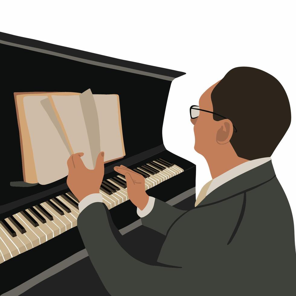 Vektor isoliert Illustration von ein Mann spielen das Klavier.