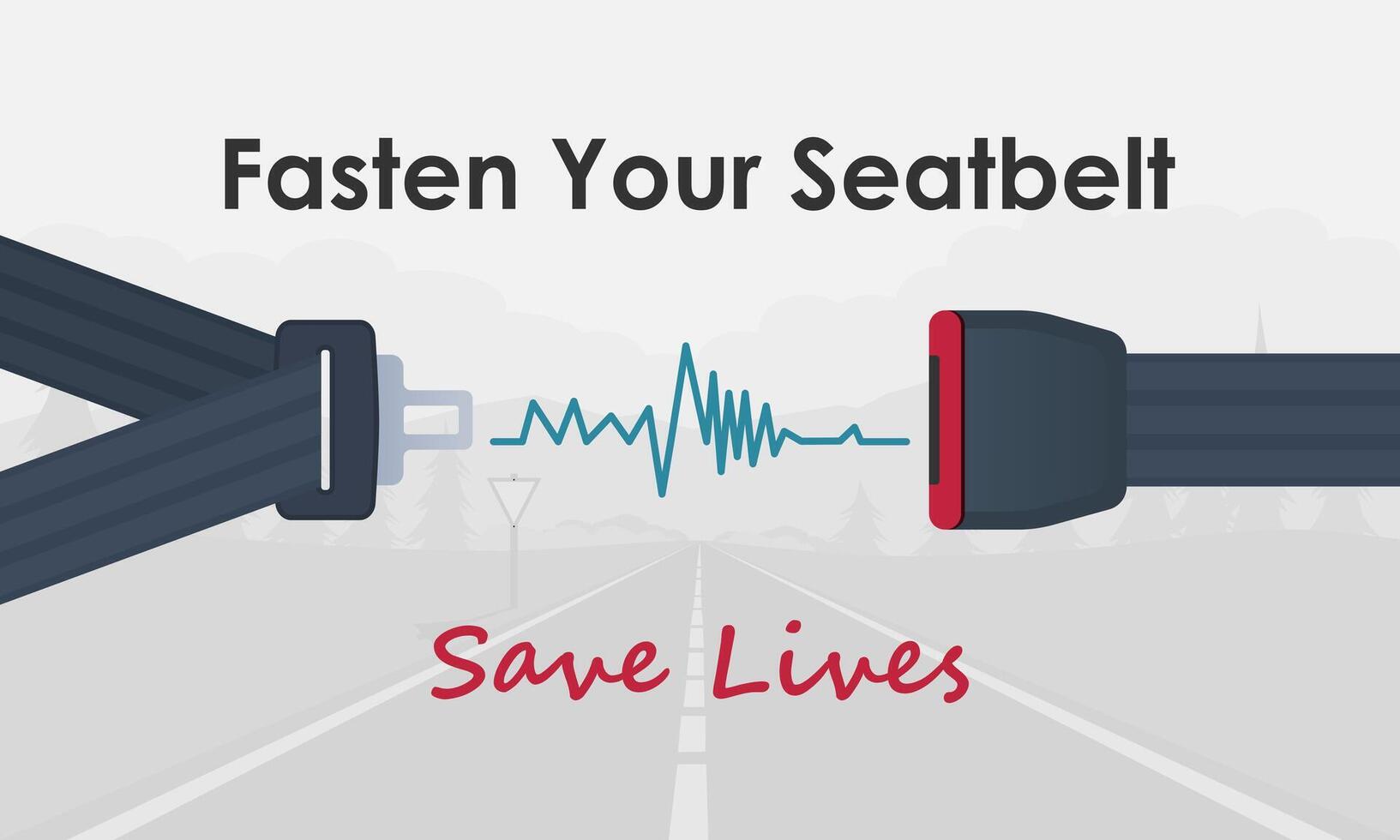 fästa din säkerhetsbälte begrepp. kör säker och säkerhet först. vektor illustration.