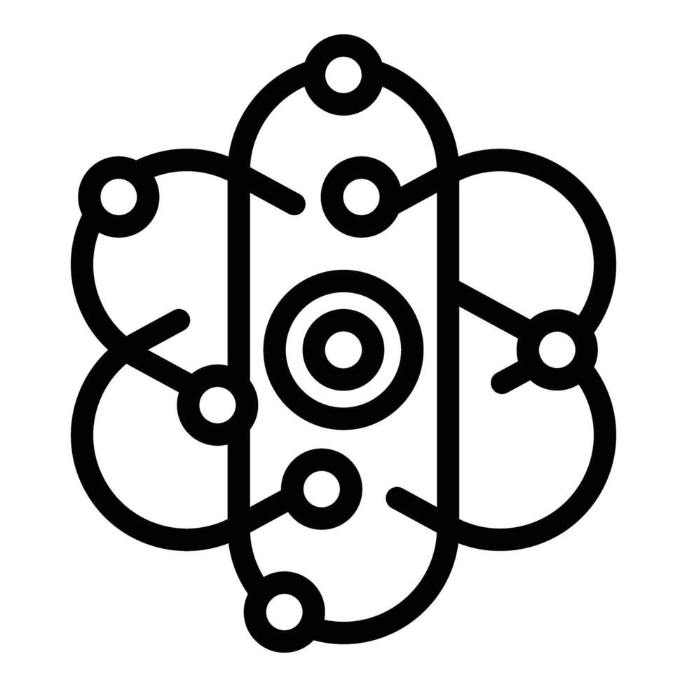 atom- kärn ikon översikt vektor. växt atom- bränna vektor