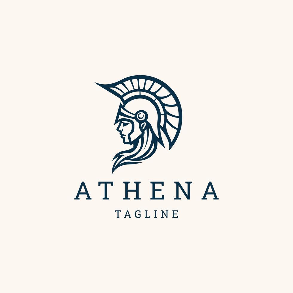 ai genererad athena linje konst logotyp ikon design mall vektor