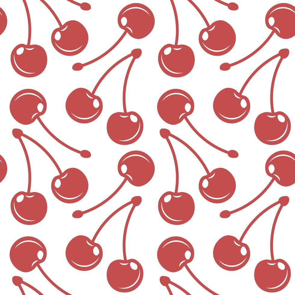 nahtlos Muster, rot Kirschen auf ein Weiß Hintergrund. Hintergrund, Textil, Vektor