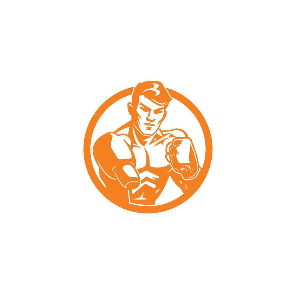 ai generiert muskulös Boxer Logo mit Boxen Ring Hintergrund - - Boxen Emblem, Logo Design, Illustration auf Weiß Hintergrund vektor