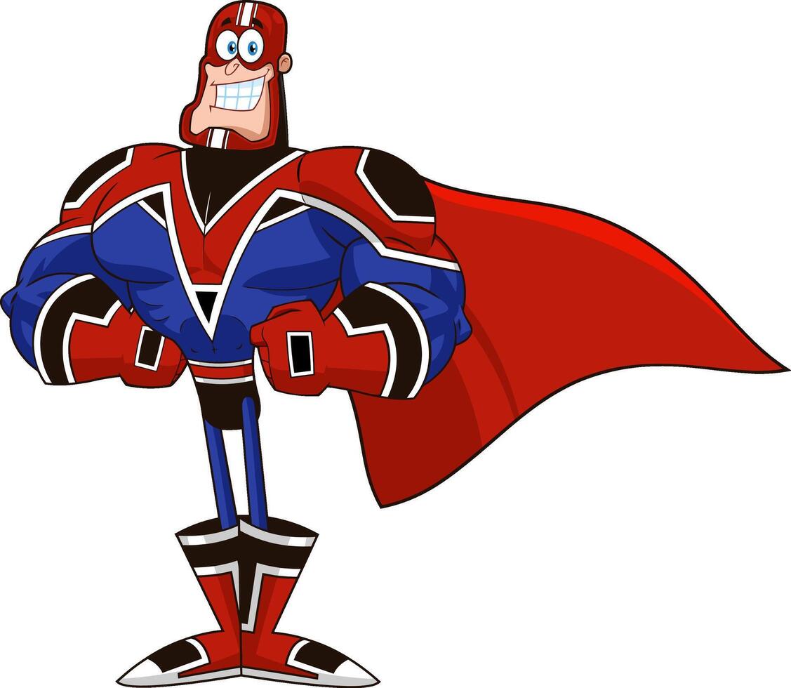 Super Held Karikatur Charakter. Vektor Illustration isoliert auf Weiß Hintergrund