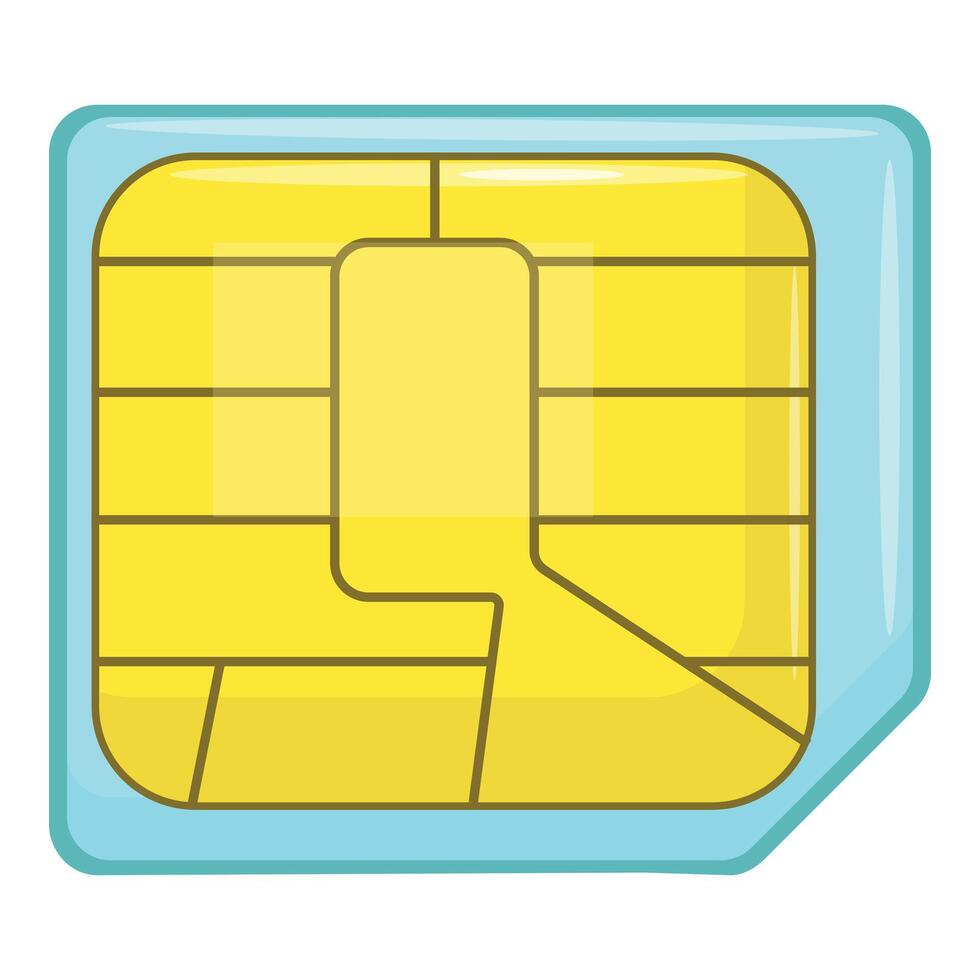 Gold sim Karte Symbol Karikatur Vektor. plattiert Handy, Mobiltelefon Chip vektor