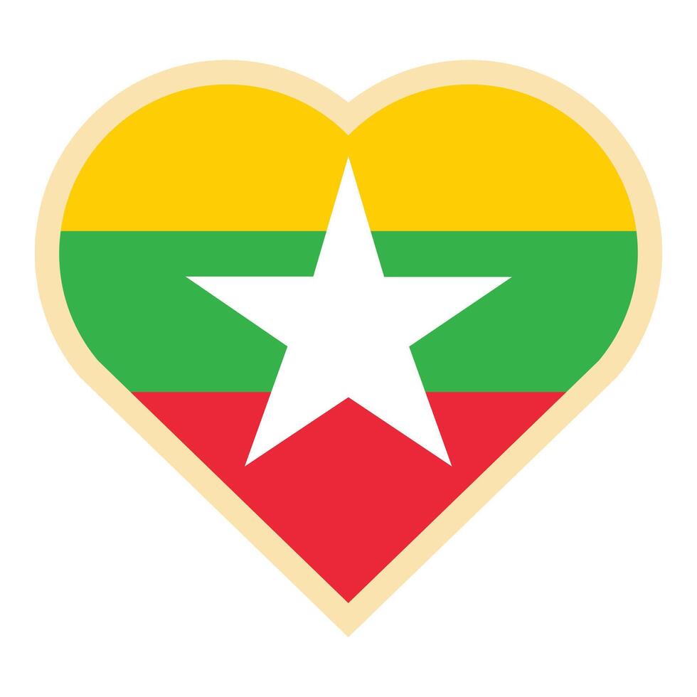 hjärta flagga myanmar ikon tecknad serie vektor. festival kultur vektor