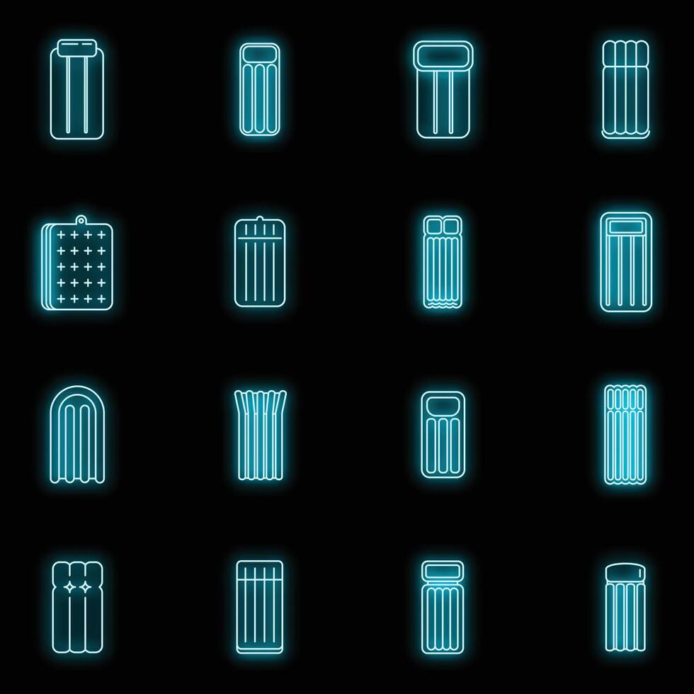 entspannen aufblasbar Matratze Symbole einstellen Vektor Neon-