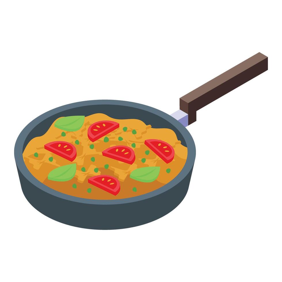 Pesto Essen braten schwenken Symbol isometrisch Vektor. Salat Pflanze vektor