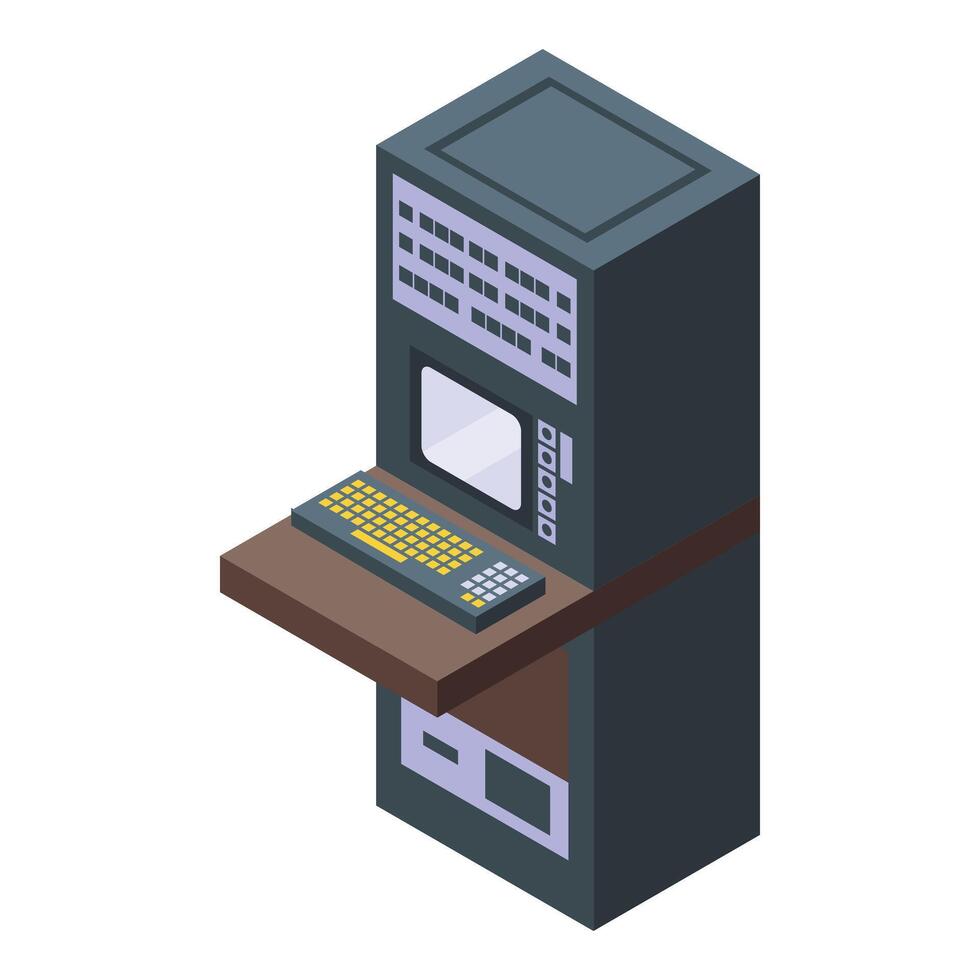 alt Wissenschaft Computer Symbol isometrisch Vektor. Sonne Observatorium vektor