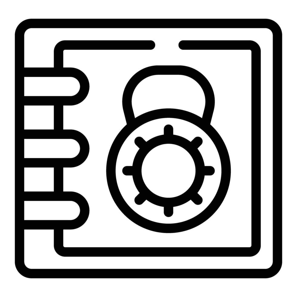 Gewölbe Geld Box Symbol Gliederung Vektor. Sicherheit Schließfach vektor