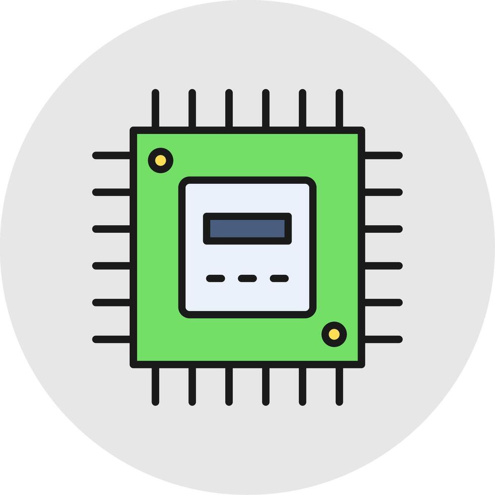 Prozessor Linie gefüllt Licht Kreis Symbol vektor