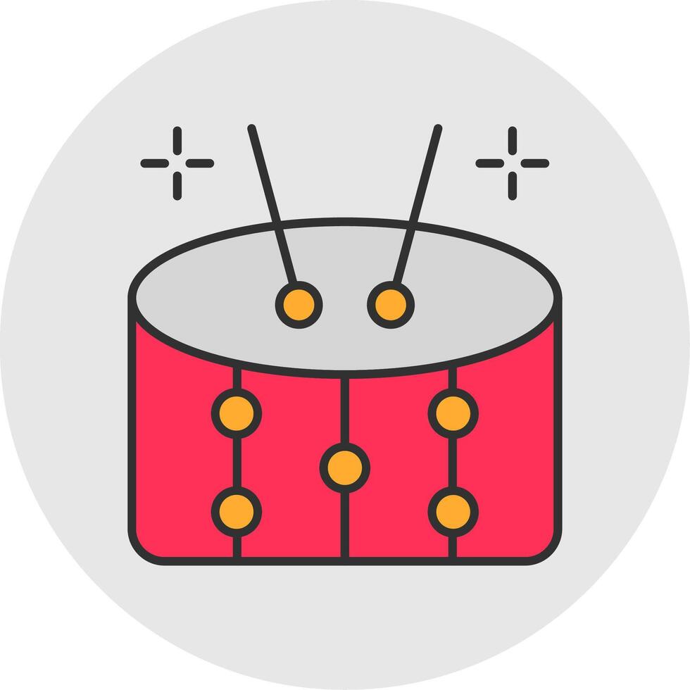 trummor linje fylld ljus cirkel ikon vektor
