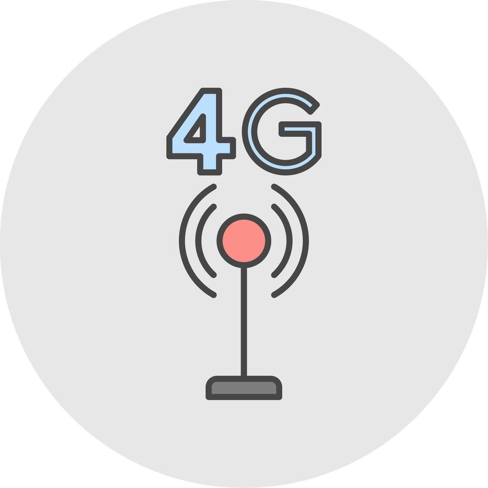 4g linje fylld ljus cirkel ikon vektor