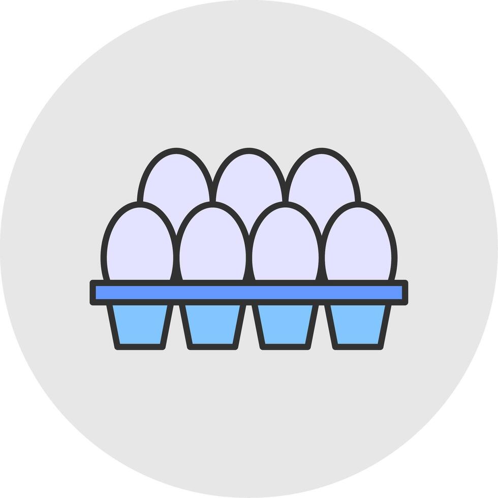 ägg bricka linje fylld ljus cirkel ikon vektor