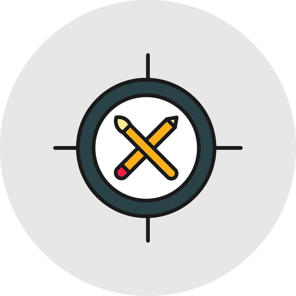 mål linje fylld ljus cirkel ikon vektor