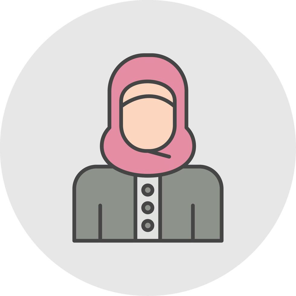 islamic kvinna linje fylld ljus cirkel ikon vektor