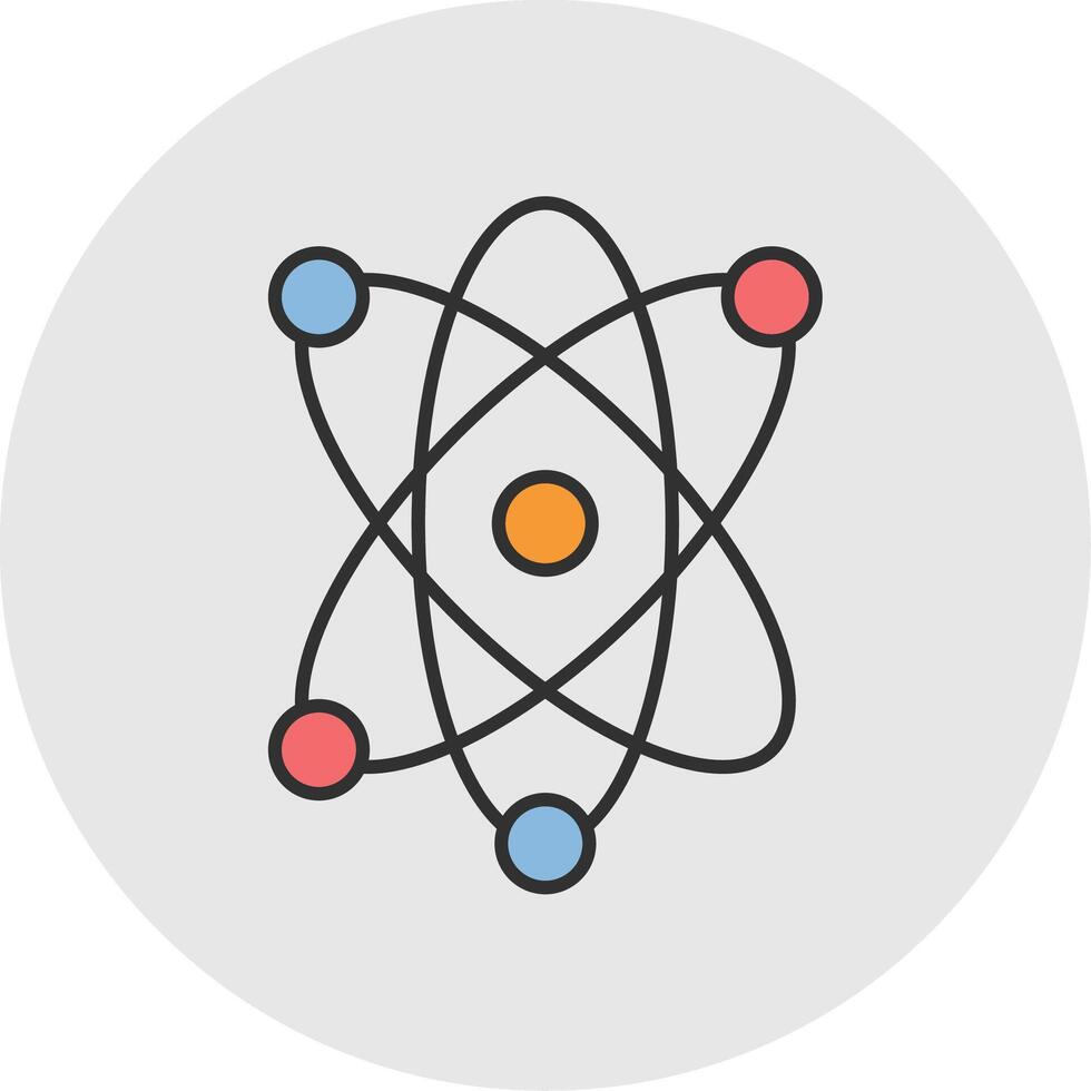 atom linje fylld ljus cirkel ikon vektor