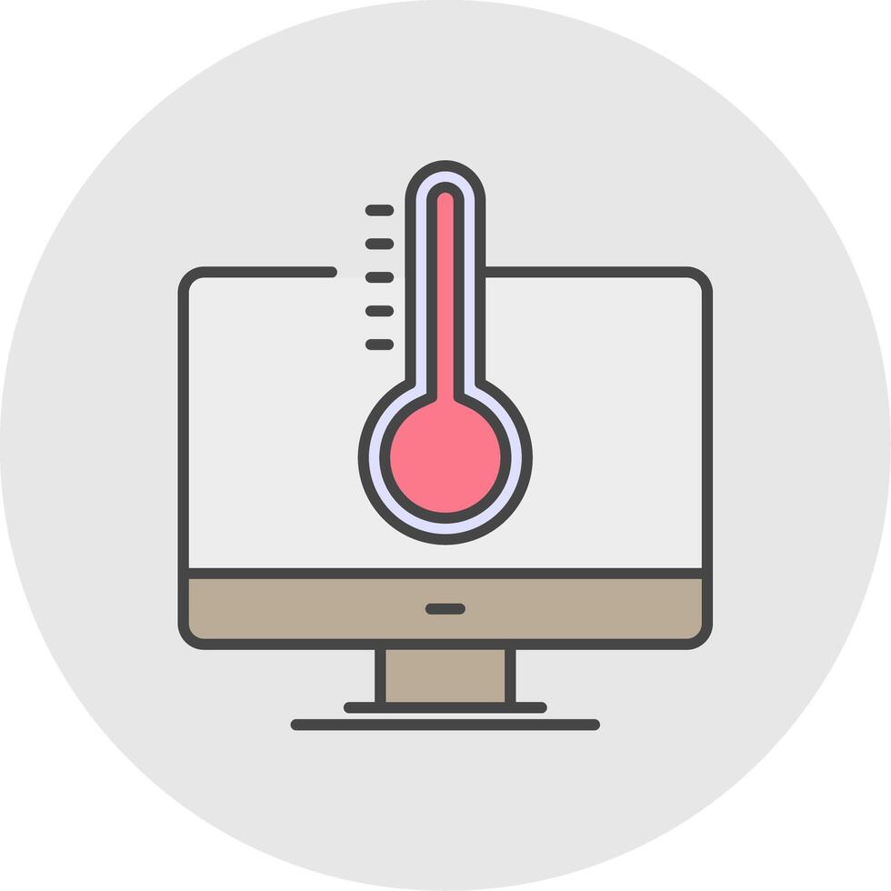 temperatur linje fylld ljus cirkel ikon vektor