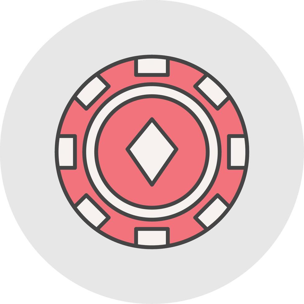 Poker Chip Linie gefüllt Licht Kreis Symbol vektor