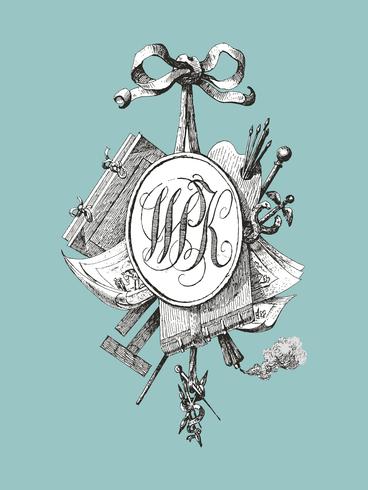 Titelvignett med monogram WPK (1808) av Jean Bernard (1775-1883). Original från Rijksmuseet. Digitalt förbättrad av rawpixel. vektor