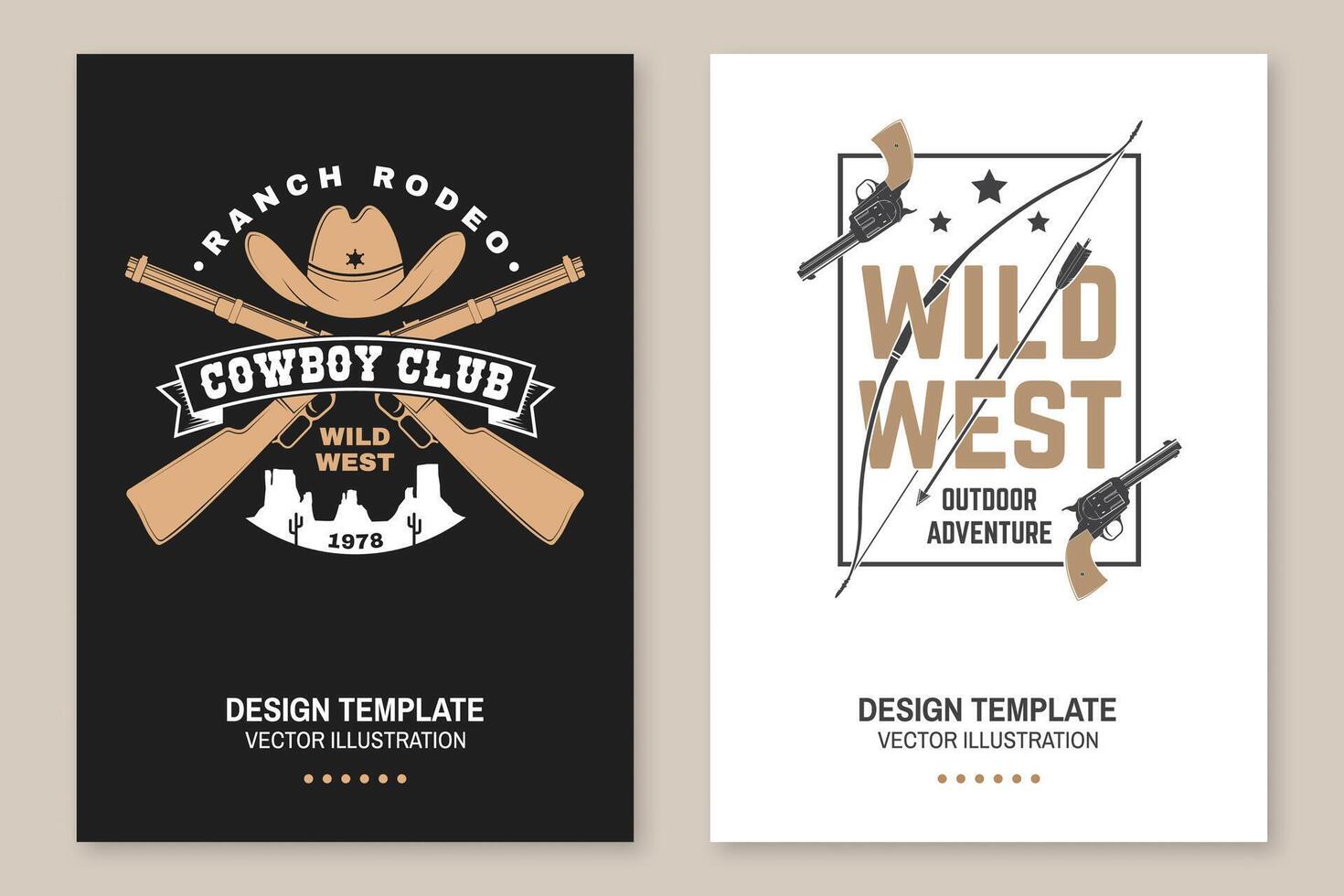 Cowboy Verein Poster, Flyer. Ranch Rodeo. Vektor. Konzept zum Shirt, Logo, drucken, Briefmarke, Tee mit Cowboy und Schrotflinte. Jahrgang Typografie Design mit wild Westen und Western Gewehr Silhouette. vektor