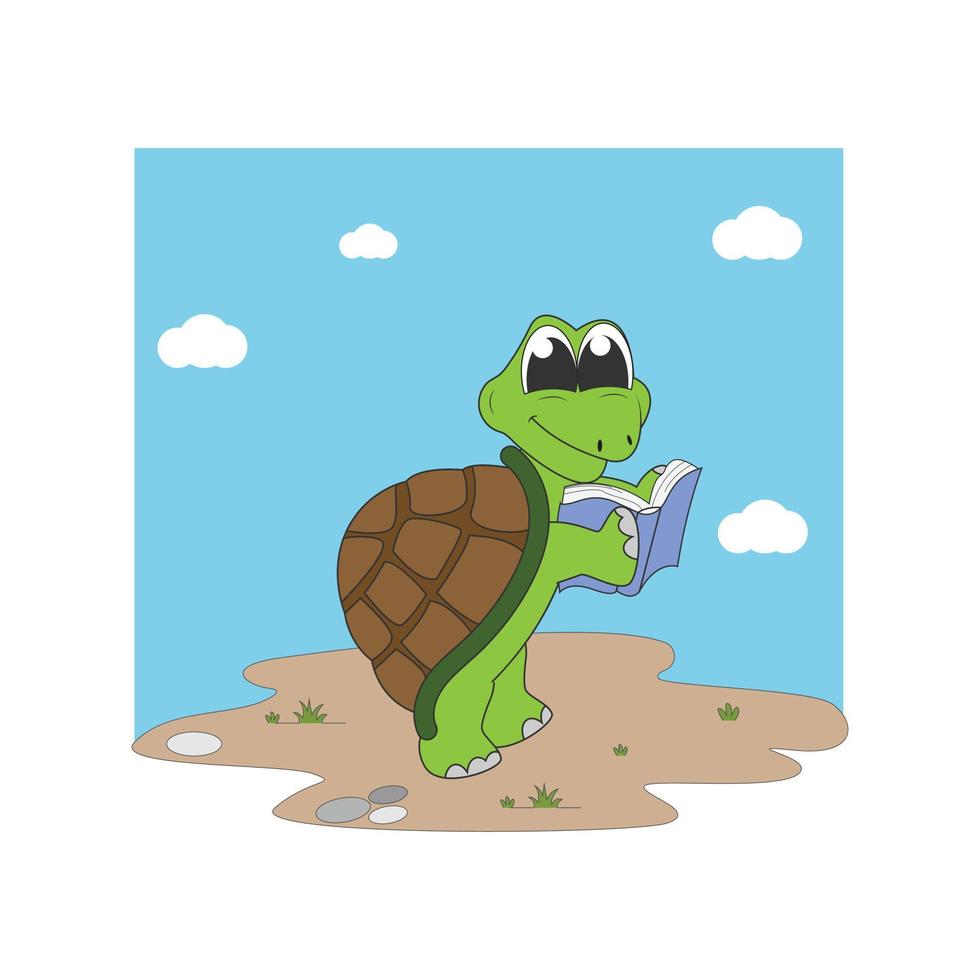 söt sköldpadda djur tecknad illustration vektor