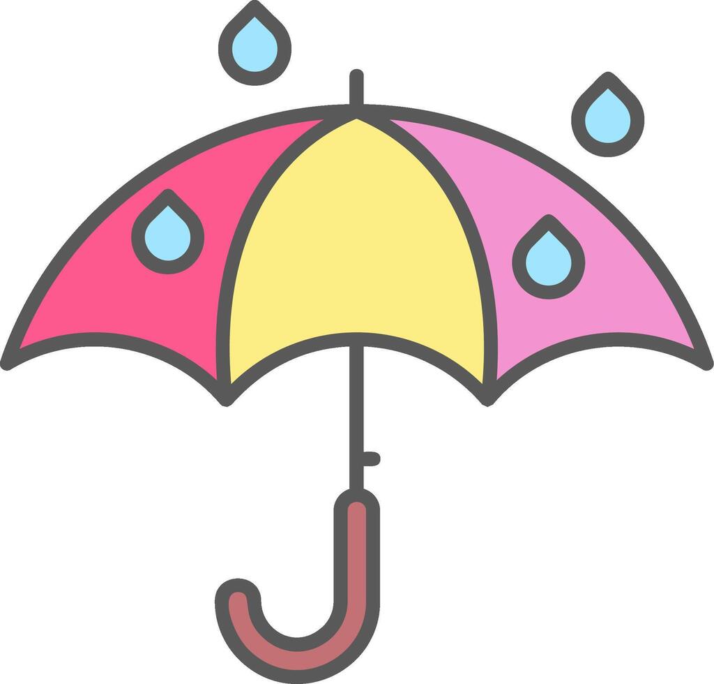 paraply linje fylld ljus ikon vektor
