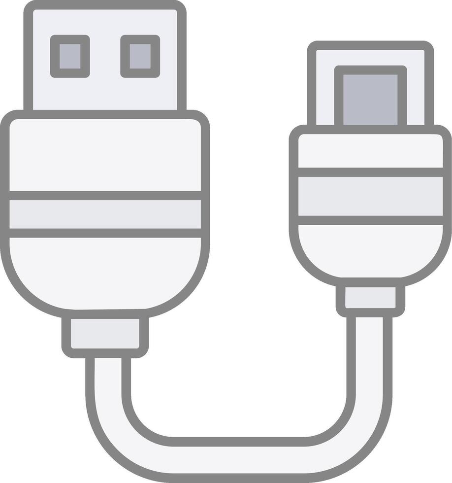 uSB linje fylld ljus ikon vektor