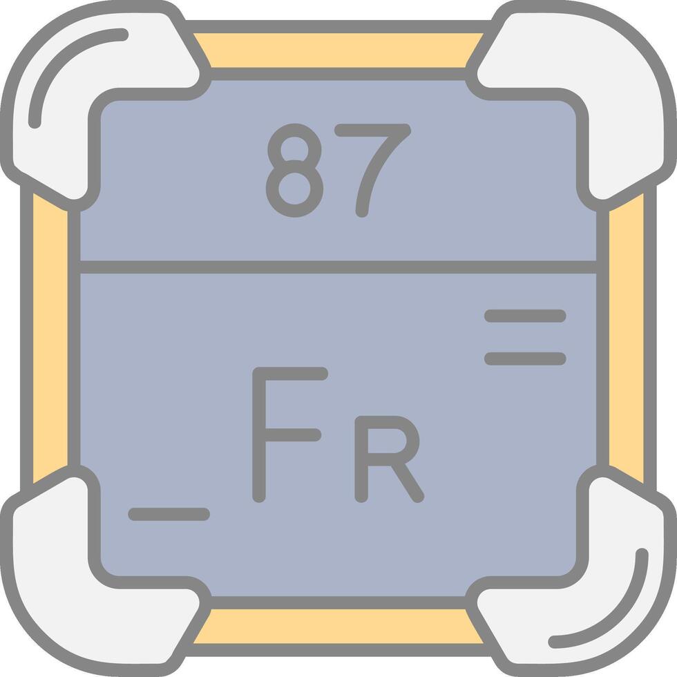 francium linje fylld ljus ikon vektor