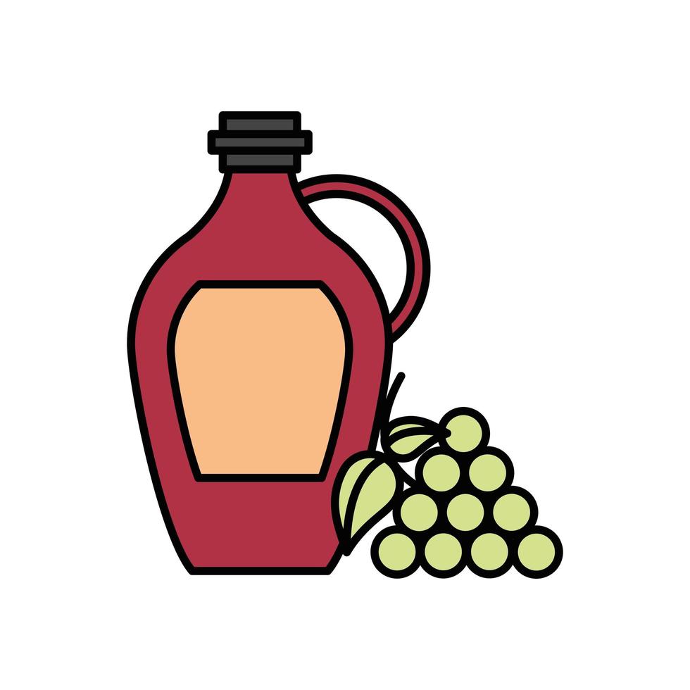 vinburk drink med druvor frukt vektor