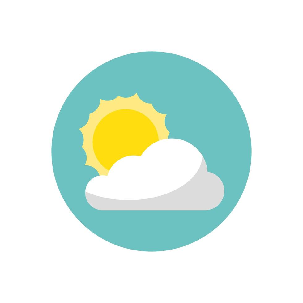 moln med sol isolerade ikon vektor