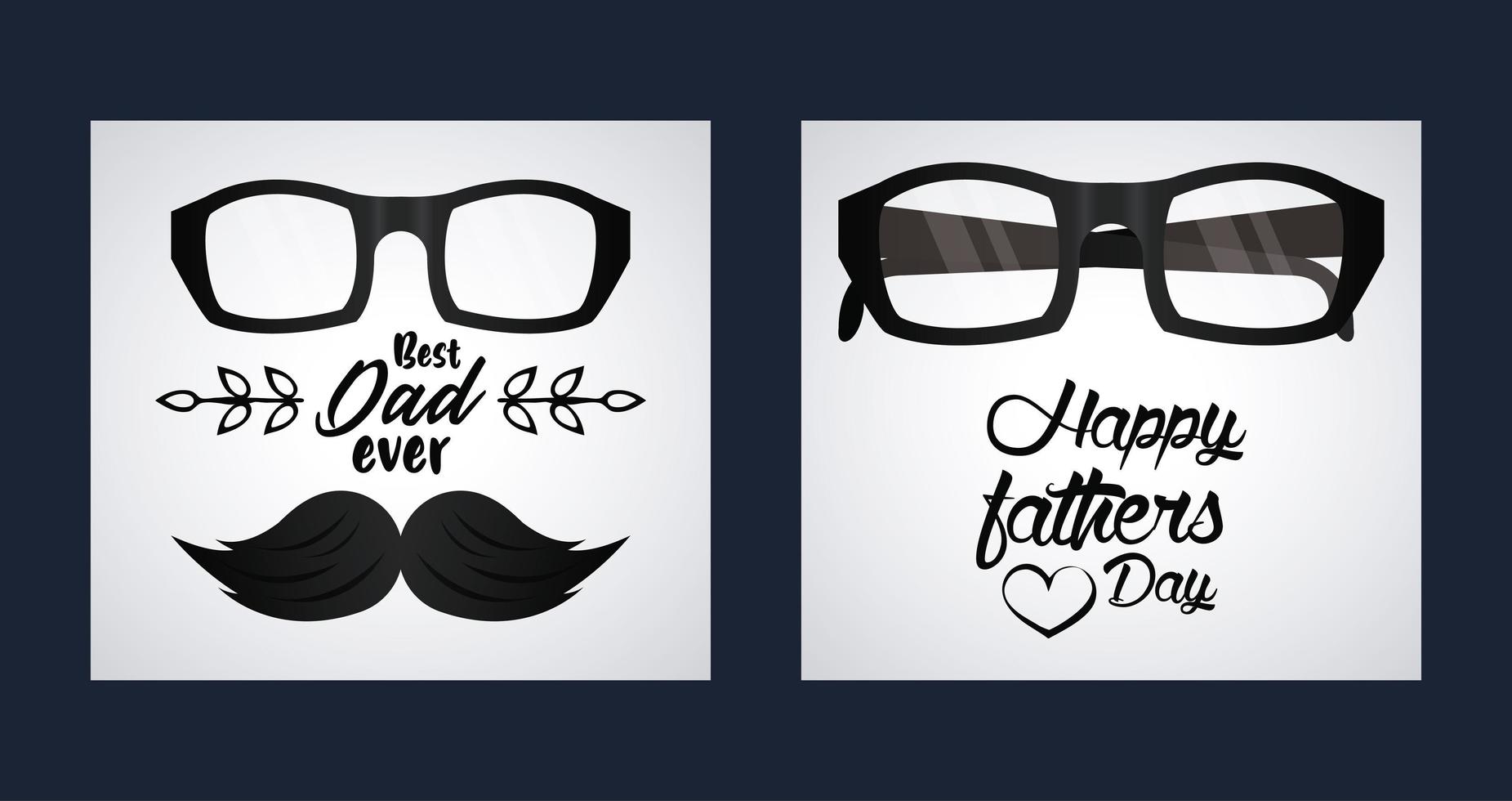 lycklig fars dag-kort med glasögon vektor