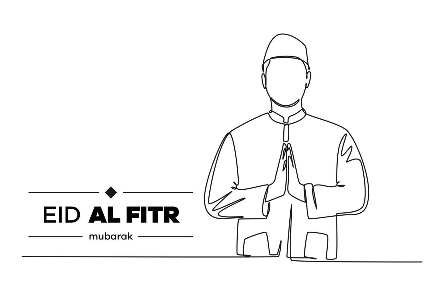 kontinuierlich einer Linie Zeichnung eid al-fitr Konzept. Gekritzel Vektor Illustration.