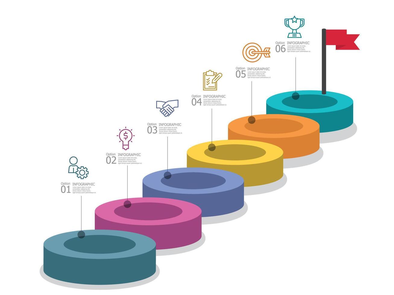 horisontell steg tidslinje infographic presentation element Rapportera bakgrund vektor