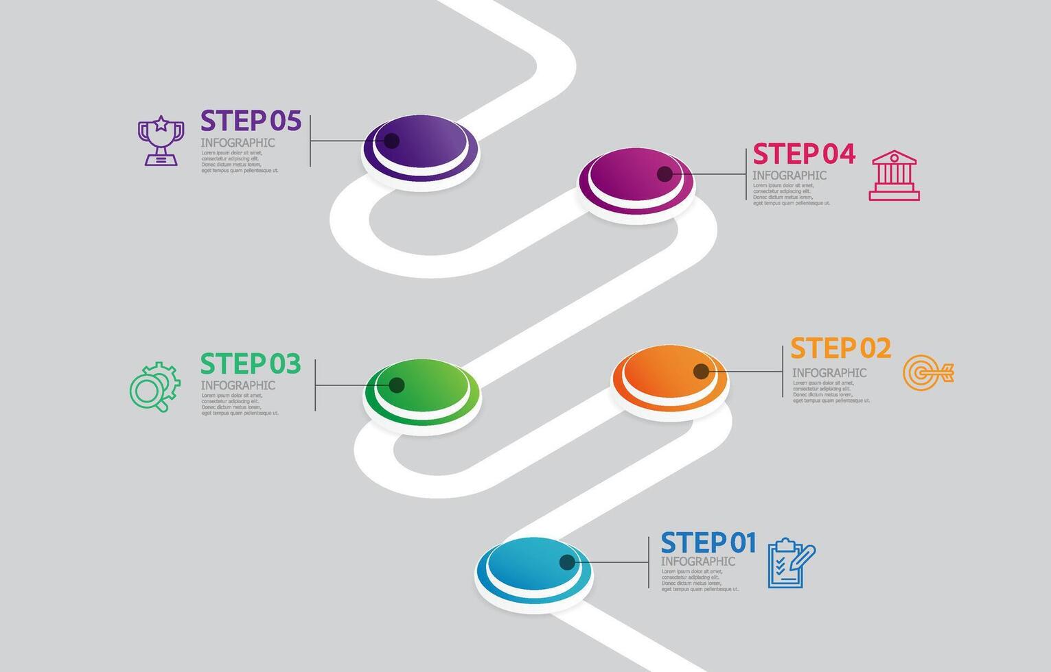 företag data visualisering steg tidslinje infographic element Rapportera layout mall bakgrund med företag linje ikon 5 steg vektor