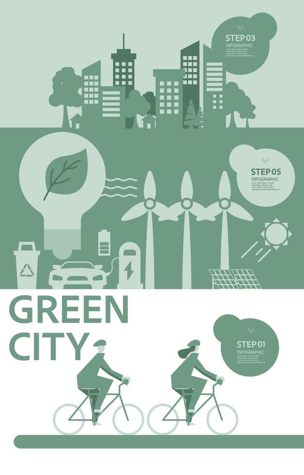 grön stad eco vänlig kraft sparande infographic presentation element bakgrund vektor