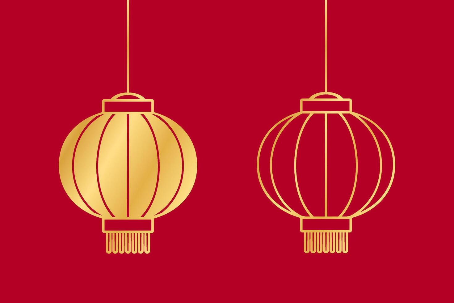 Gold hängend Chinesisch Laterne Satz, Mond- Neu Jahr und mitte Herbst Festival Dekoration Grafik. Dekorationen zum das Chinesisch Neu Jahr. Chinesisch Laterne Festival. vektor