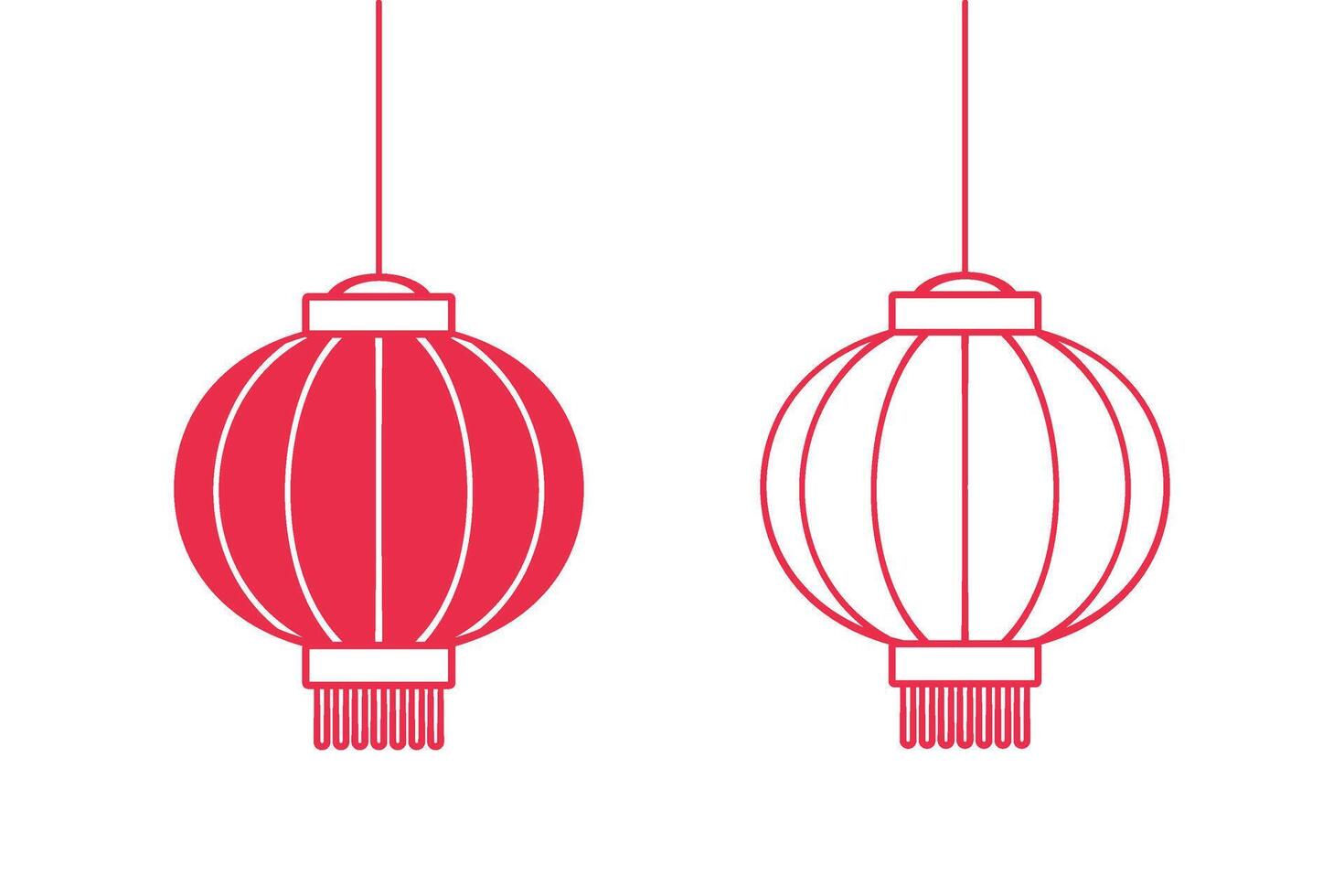 hängande kinesisk lykta logotyp ikon uppsättning, lunar ny år och mitt under hösten festival dekoration grafisk. dekorationer för de kinesisk ny år. kinesisk lykta festival. vektor