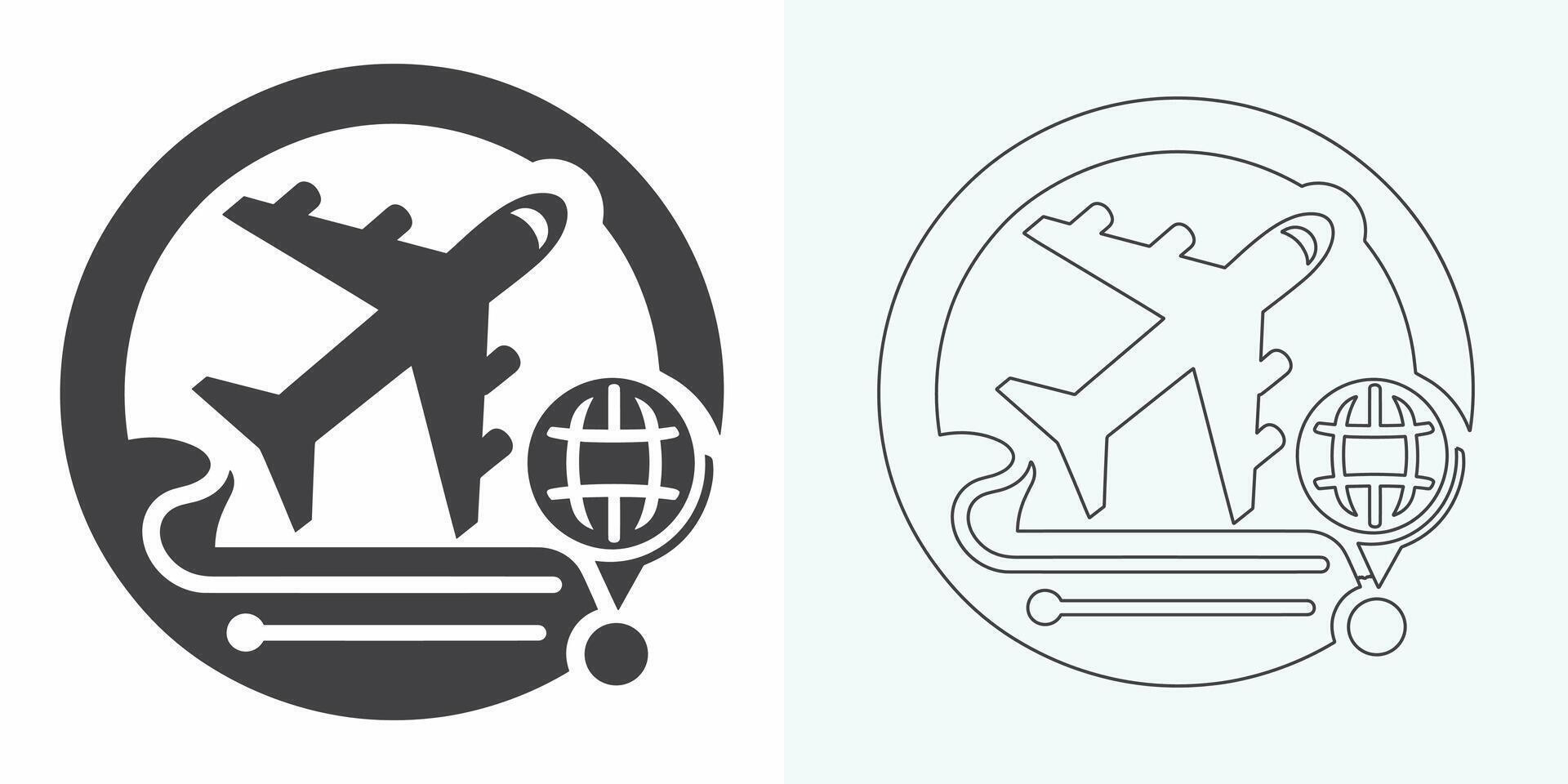 Flugzeug Symbol Vektor Illustration. Flugzeug Zeichen und Symbol. Flug Transport Symbol. Flugzeug Linie Symbol auf Weiß Hintergrund. Flugzeug Symbol Logo Vektor Design