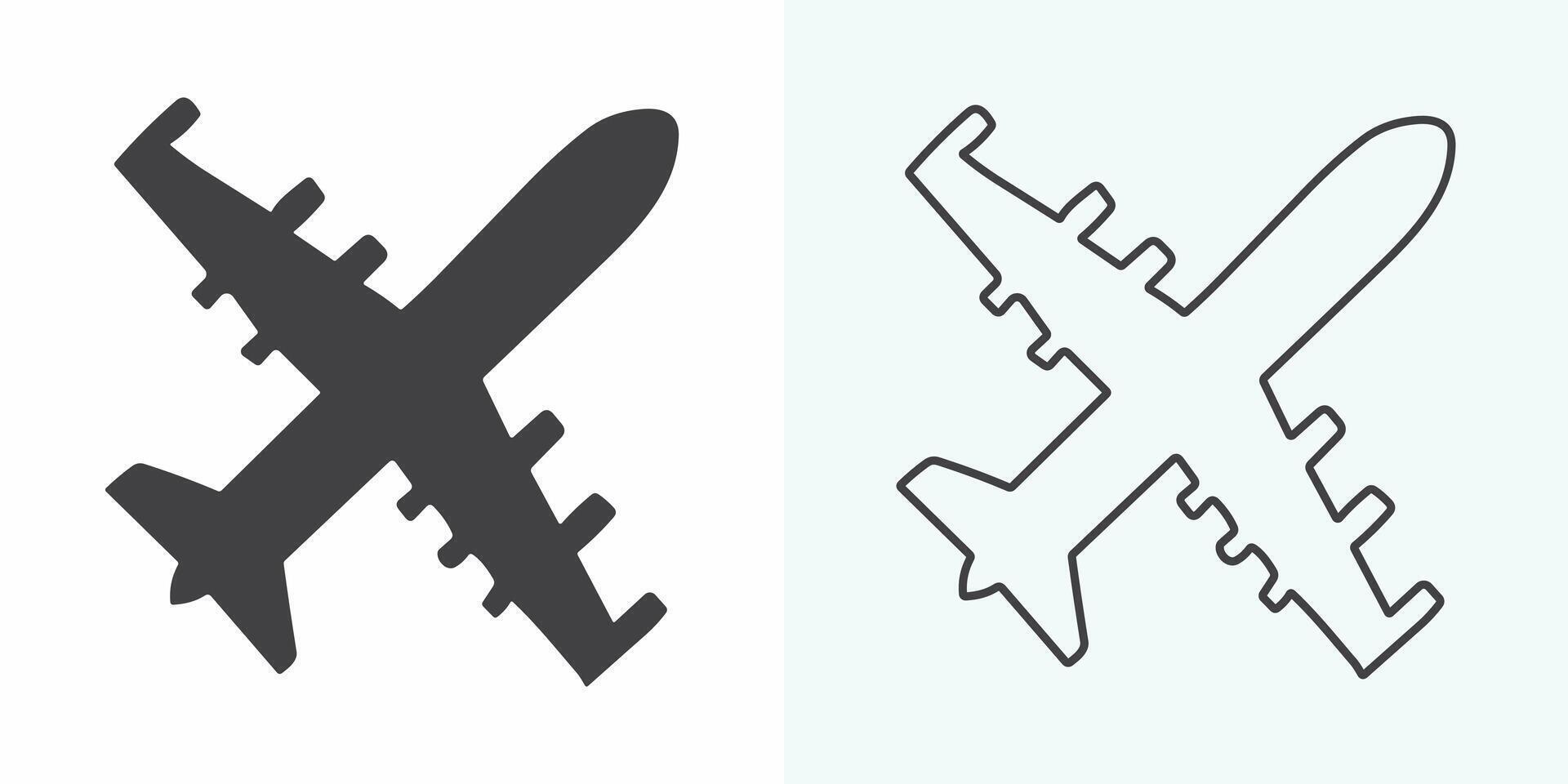 Flugzeug Symbol Vektor Illustration. Flugzeug Zeichen und Symbol. Flug Transport Symbol. Flugzeug Linie Symbol auf Weiß Hintergrund. Flugzeug Symbol Logo Vektor Design