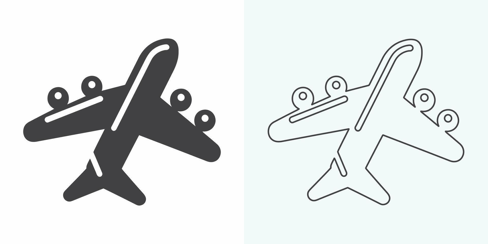 Flugzeug Symbol Vektor Illustration. Flugzeug Zeichen und Symbol. Flug Transport Symbol. Flugzeug Linie Symbol auf Weiß Hintergrund. Flugzeug Symbol Logo Vektor Design