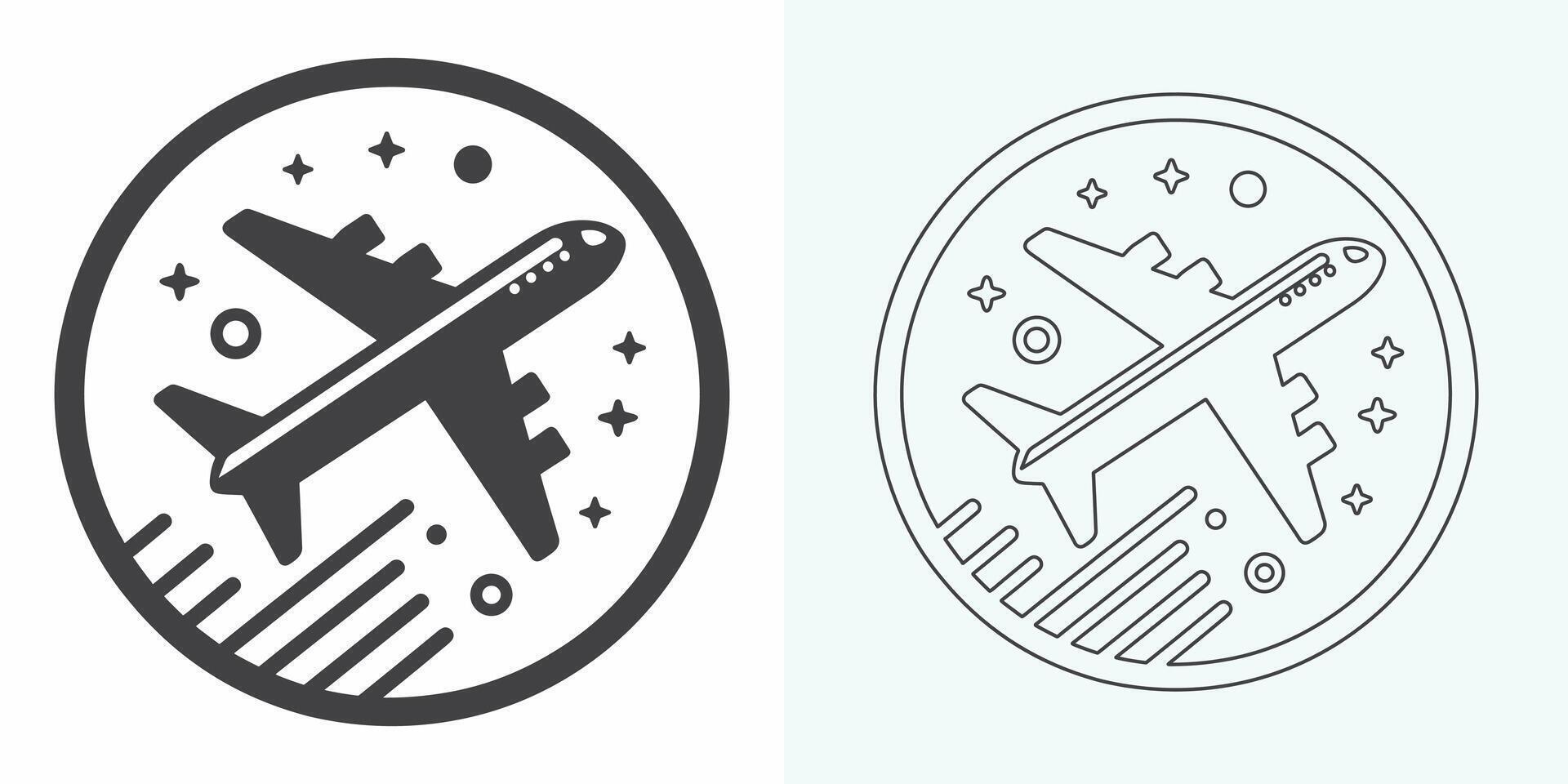 Flugzeug Symbol Vektor Illustration. Flugzeug Zeichen und Symbol. Flug Transport Symbol. Flugzeug Linie Symbol auf Weiß Hintergrund. Flugzeug Symbol Logo Vektor Design