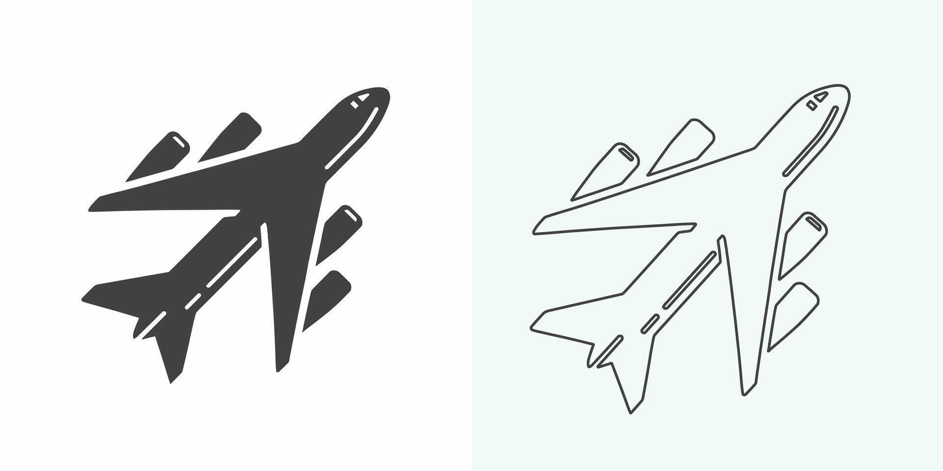 Flugzeug Symbol Vektor Illustration. Flugzeug Zeichen und Symbol. Flug Transport Symbol. Flugzeug Linie Symbol auf Weiß Hintergrund. Flugzeug Symbol Logo Vektor Design