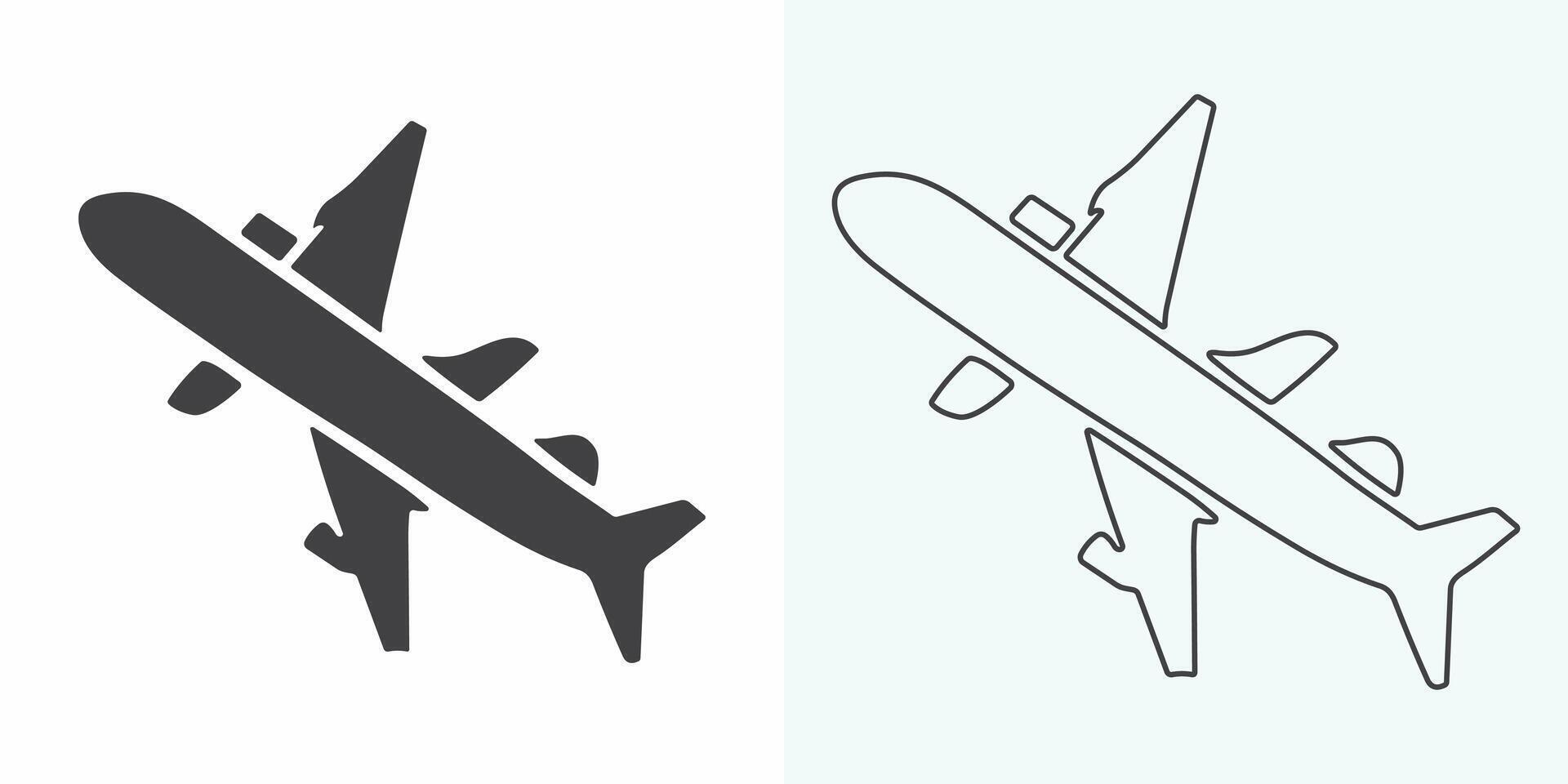 Flugzeug Symbol Vektor Illustration. Flugzeug Zeichen und Symbol. Flug Transport Symbol. Flugzeug Linie Symbol auf Weiß Hintergrund. Flugzeug Symbol Logo Vektor Design