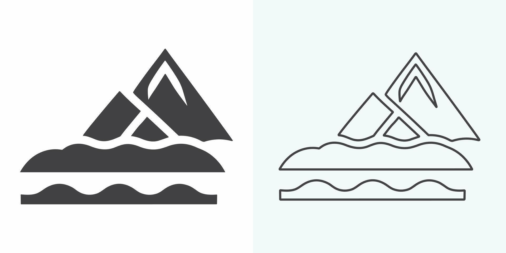 Berg Silhouette Satz. felsig Berge Symbol oder Logo Sammlung. Vektor Illustration.