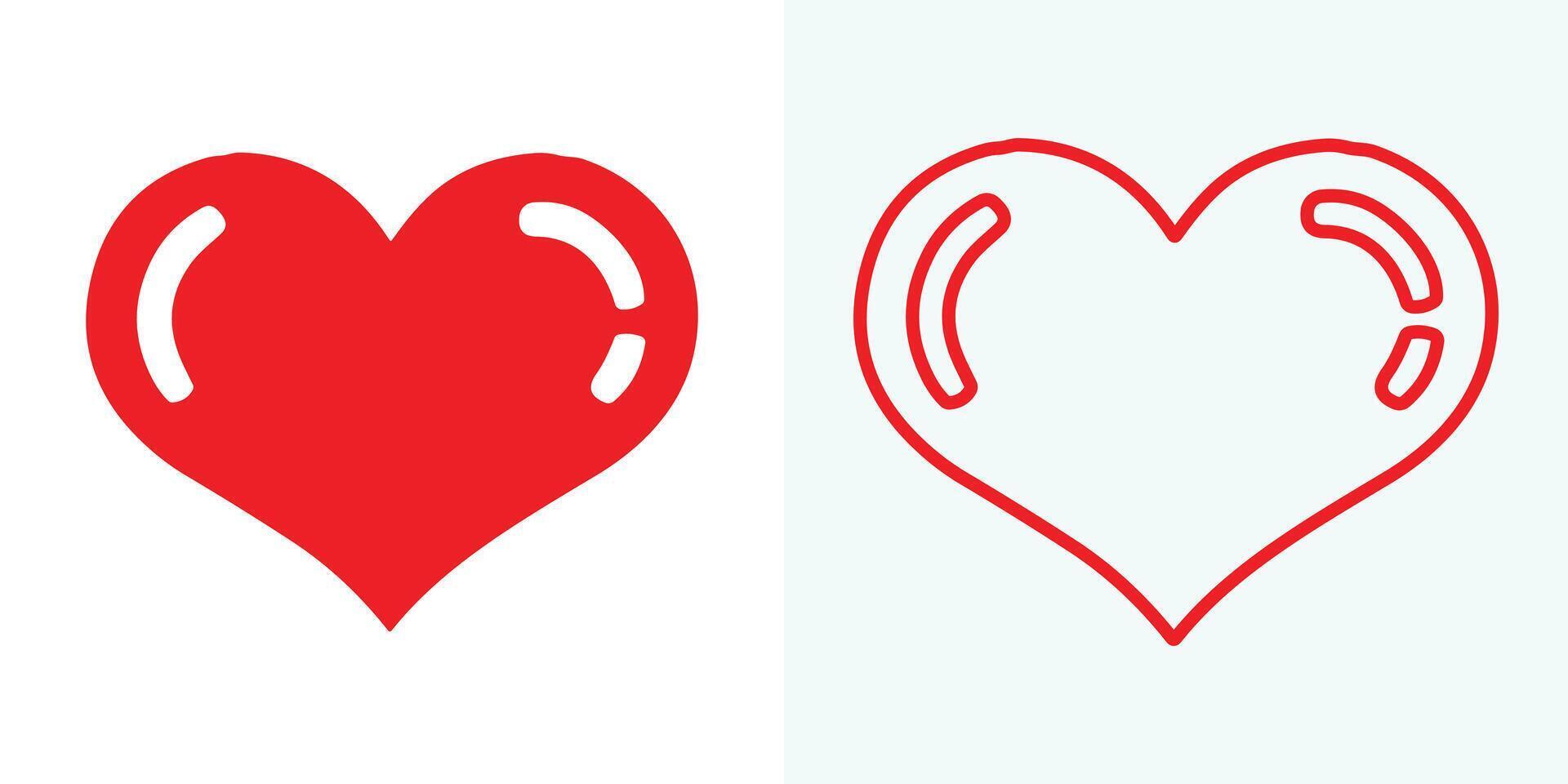 kärlek hjärta symbol ikoner . kärlek illustration uppsättning med fast och översikt vektor hjärtan