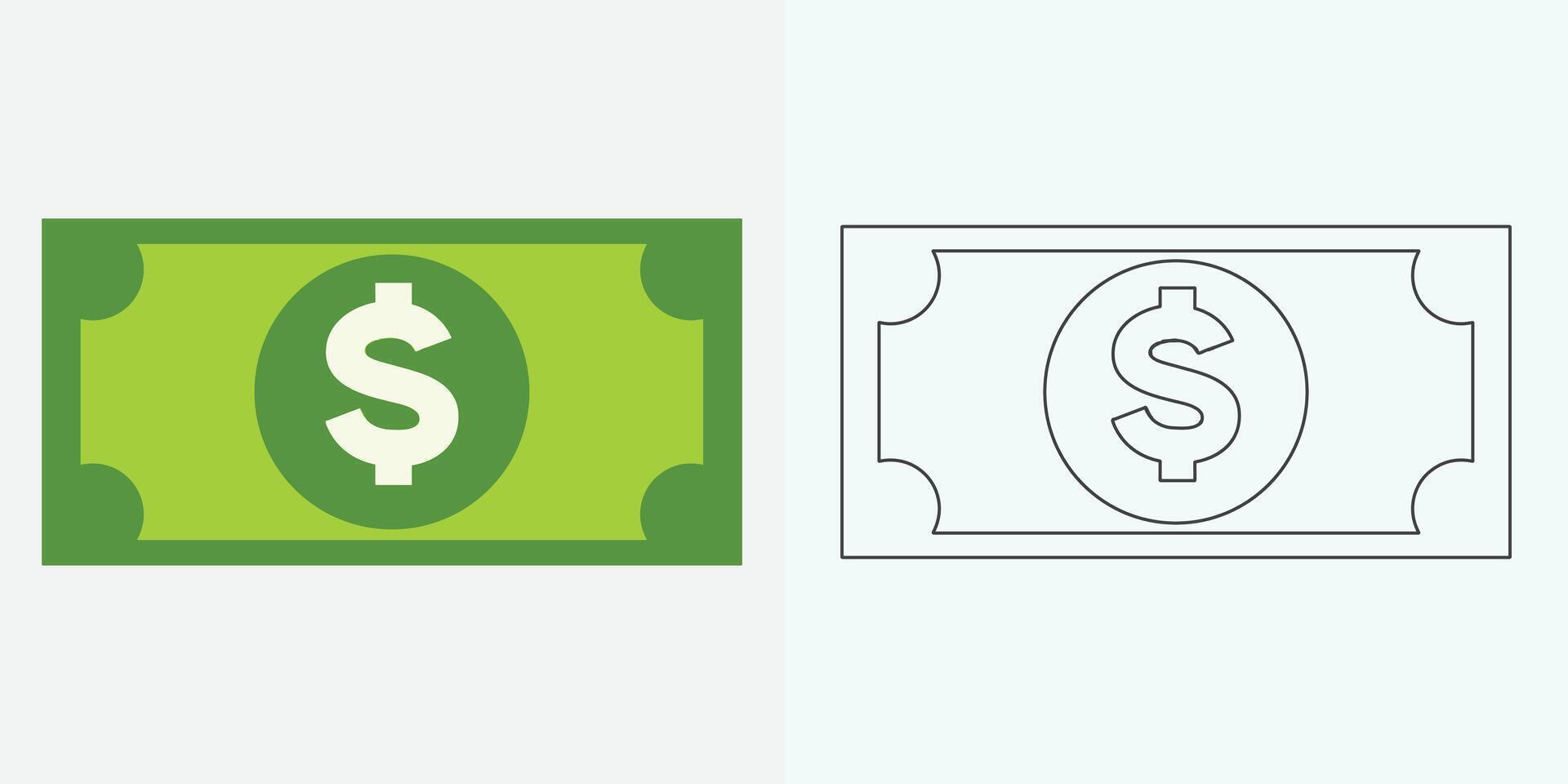 Geld. Dollar Banknoten. Kasse Geld. Geschäft und Geld Investition. Geschäft Einkommen Karte mit Artikel. eben Stil Vektor Illustration