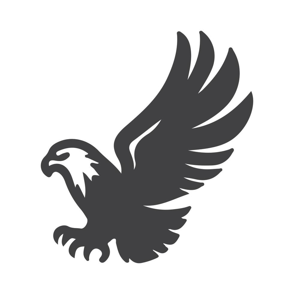 Adler Fliege. Adler Silhouette. Adler Maskottchen Verbreitung das Flügel. Adler Symbol Illustration isoliert Vektor Zeichen Symbol