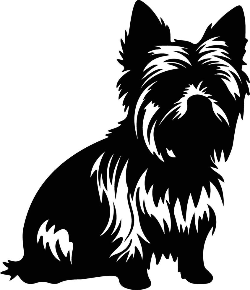 seidig Terrier schwarz Silhouette vektor