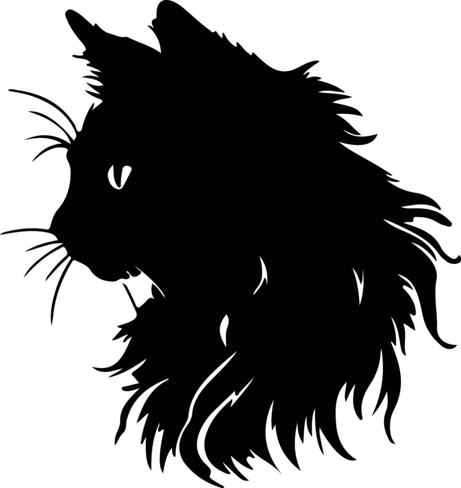 Lykoi Werwolf Katze Katze Silhouette Porträt vektor