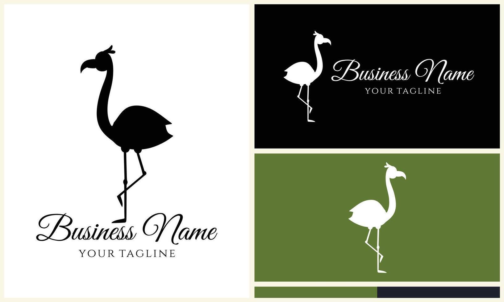 Silhouette Storch Flamingo Logo Vorlage vektor